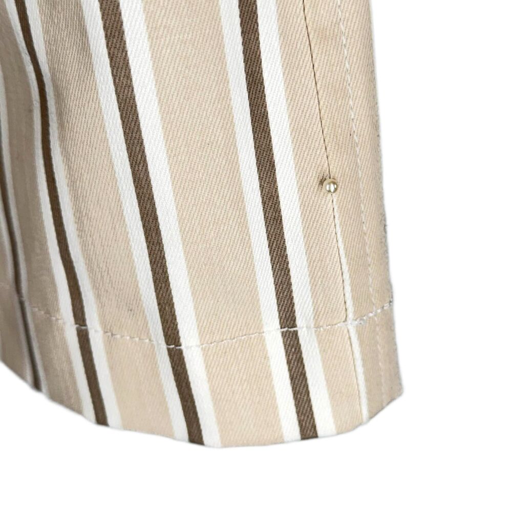 PEARL by Lela Rose Skirt NEW Size 4 Beige Brown White Stripes Mini Stretch NWT - Picture 4 of 7